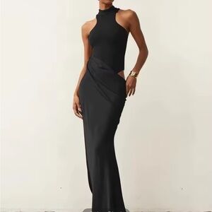 REVOLVE Black Halter Maxi Dress